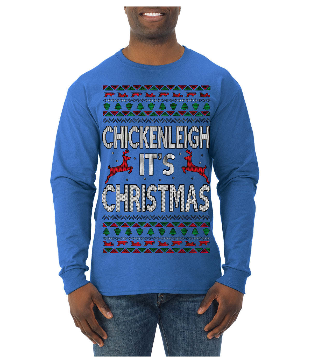Chickenleigh It's Christmas Funny Viral Trending Meme Ugly Christmas Sweater Mens Long Sleeve Shirt