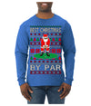 Best Christmas By Par Funny Santa Golfing Pun Sports Golf Ugly Christmas Sweater Mens Long Sleeve Shirt