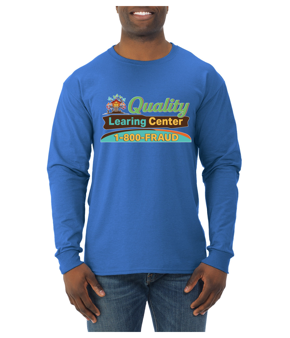 Quality Learing Center 1800-FRAUD Day Care Sweater, Unisex Mens Long Sleeve Shirt