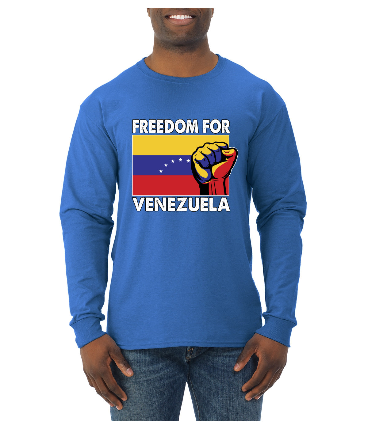 Freedom For Venezuelan Raised Fist Sweater, Unisex Mens Long Sleeve Shirt