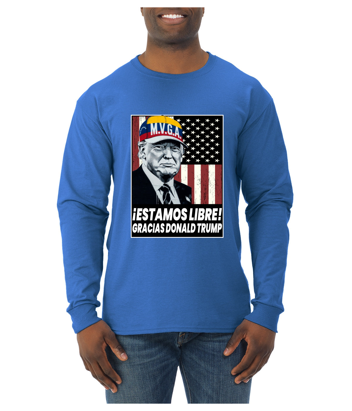 Estamos Libre, Gracias Donald Trump Make Venezuela Great Again Sweater, Unisex Mens Long Sleeve Shirt