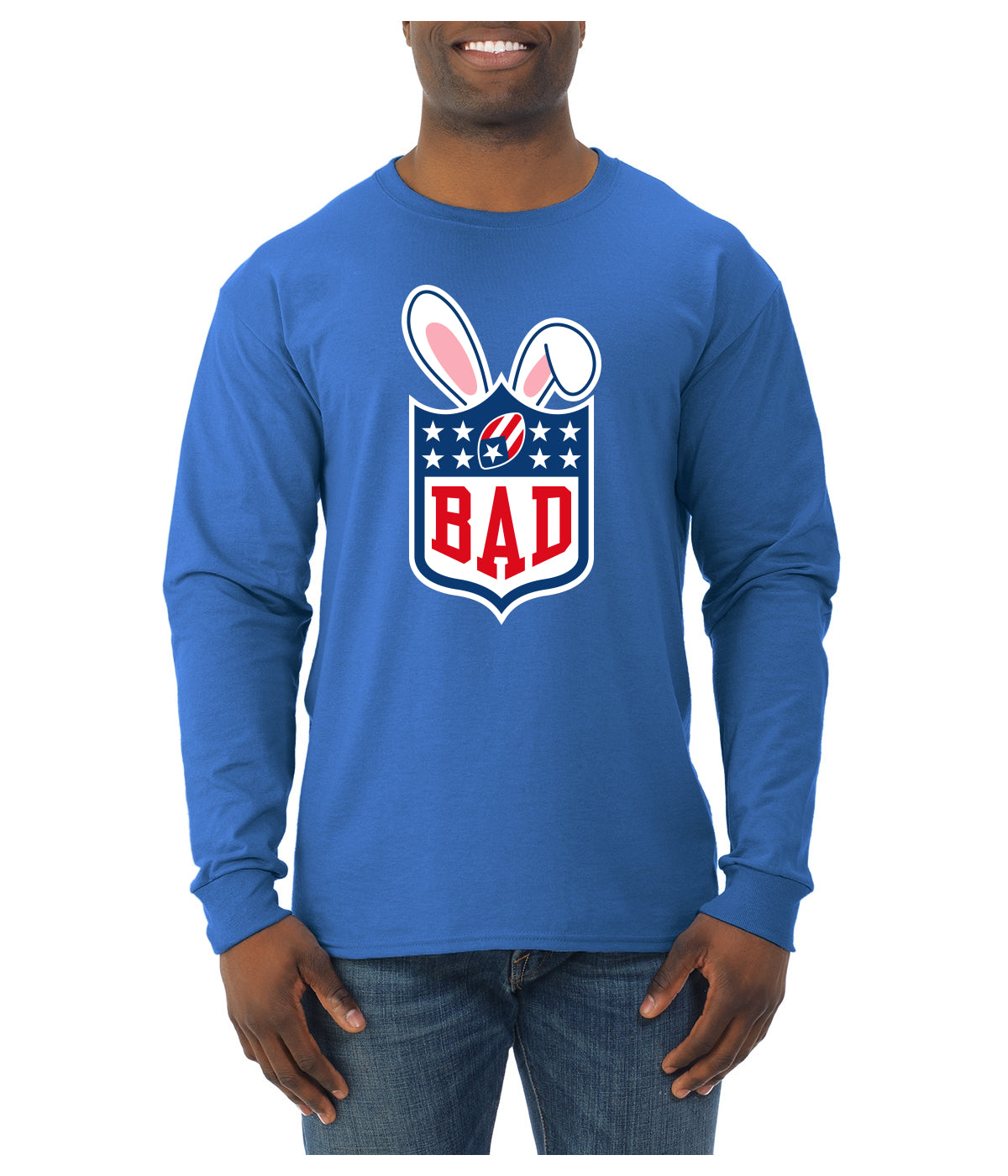 Bunny Bowl Football BAD Parody Sweater, Unisex Mens Long Sleeve Shirt