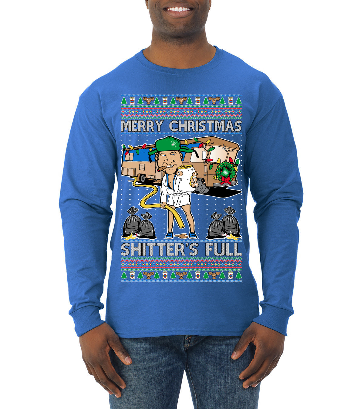Merry Christmas Shitter's Full Ugly Christmas Sweater Mens Long Sleeve Shirt