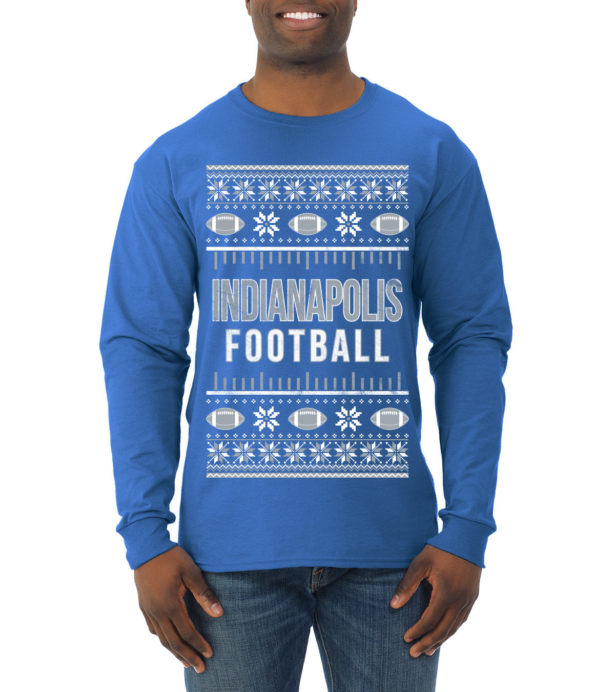 City of Indianapolis IND American Football Fantasy Fan Ugly Christmas Sweater Unisex Crewneck Sweatshirt