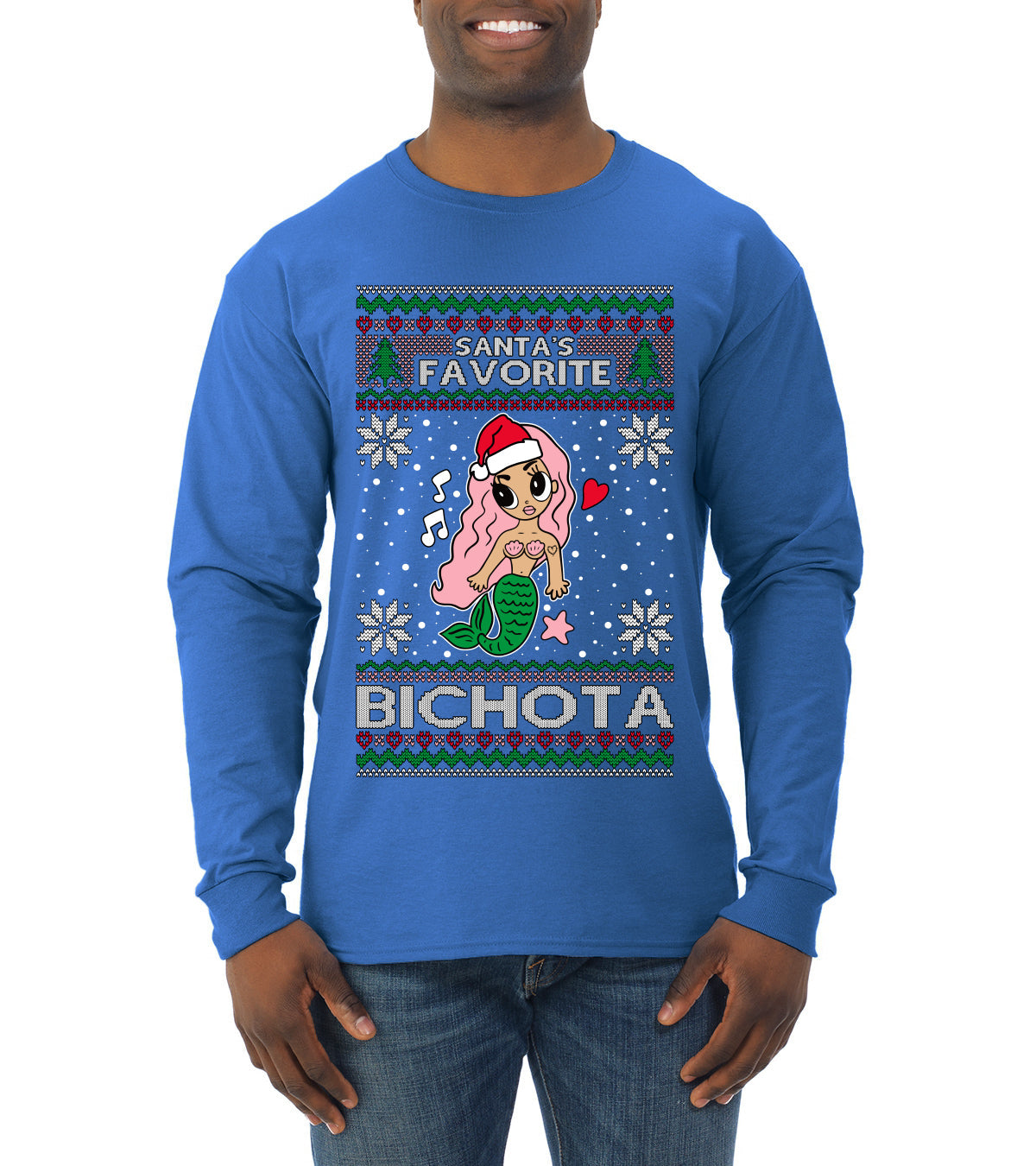 Christmas Karol Santa's Favorite Bichota Ugly Christmas Sweater Mens Long Sleeve Shirt