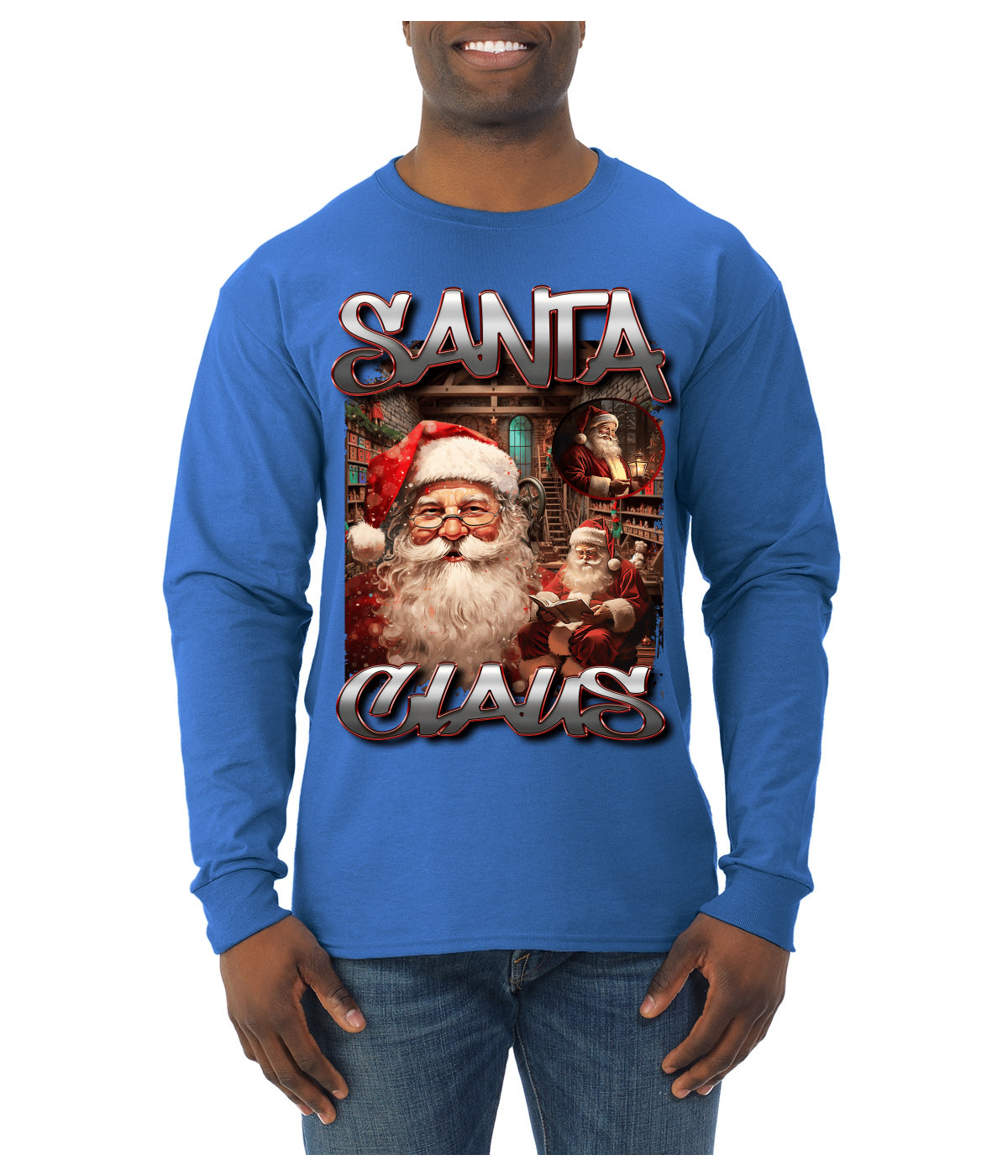 Santa Claus Bootleg Rap Music Style Ugly Christmas Sweater Mens Long Sleeve Shirt