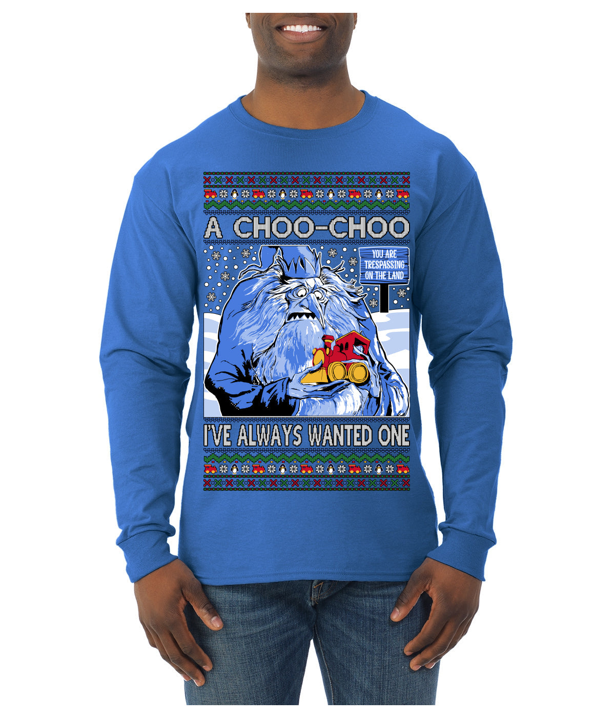 A Choo Choo I've Always Wanted One Winter Warlock Movie Ugly Christmas Sweater Mens Long Sleeve Shirt