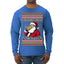 Everybody Knows the Rules Funny Santa Claus Pizza Score Ugly Christmas Sweater Mens Long Sleeve Shirt