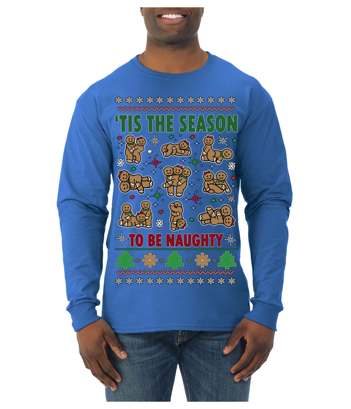 Tis' The Season To Be Naughty Unisex Ugly Christmas Sweater Mens Long Sleeve Shirt
