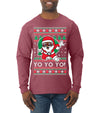 Yo Yo Yo Black Santa Ugly Christmas Sweater Mens Long Sleeve Shirt