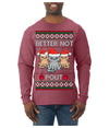 Better Not Pout, Cute Sad Santa Cats | Funny Ugly Christmas Sweater Mens Long Sleeve Shirt