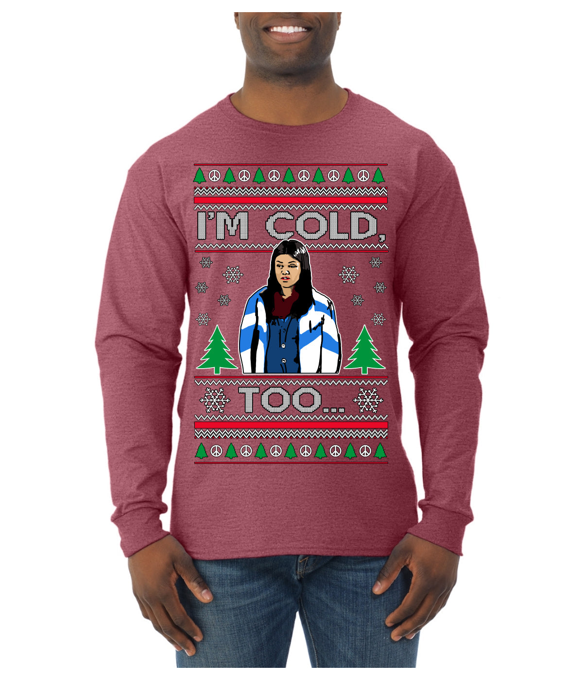 I'm Cold Too Funny Classic 70s Show Damn Jackie Ugly Christmas Sweater Mens Long Sleeve Shirt