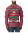 Best Christmas By Par Funny Santa Golfing Pun Sports Golf Ugly Christmas Sweater Mens Long Sleeve Shirt