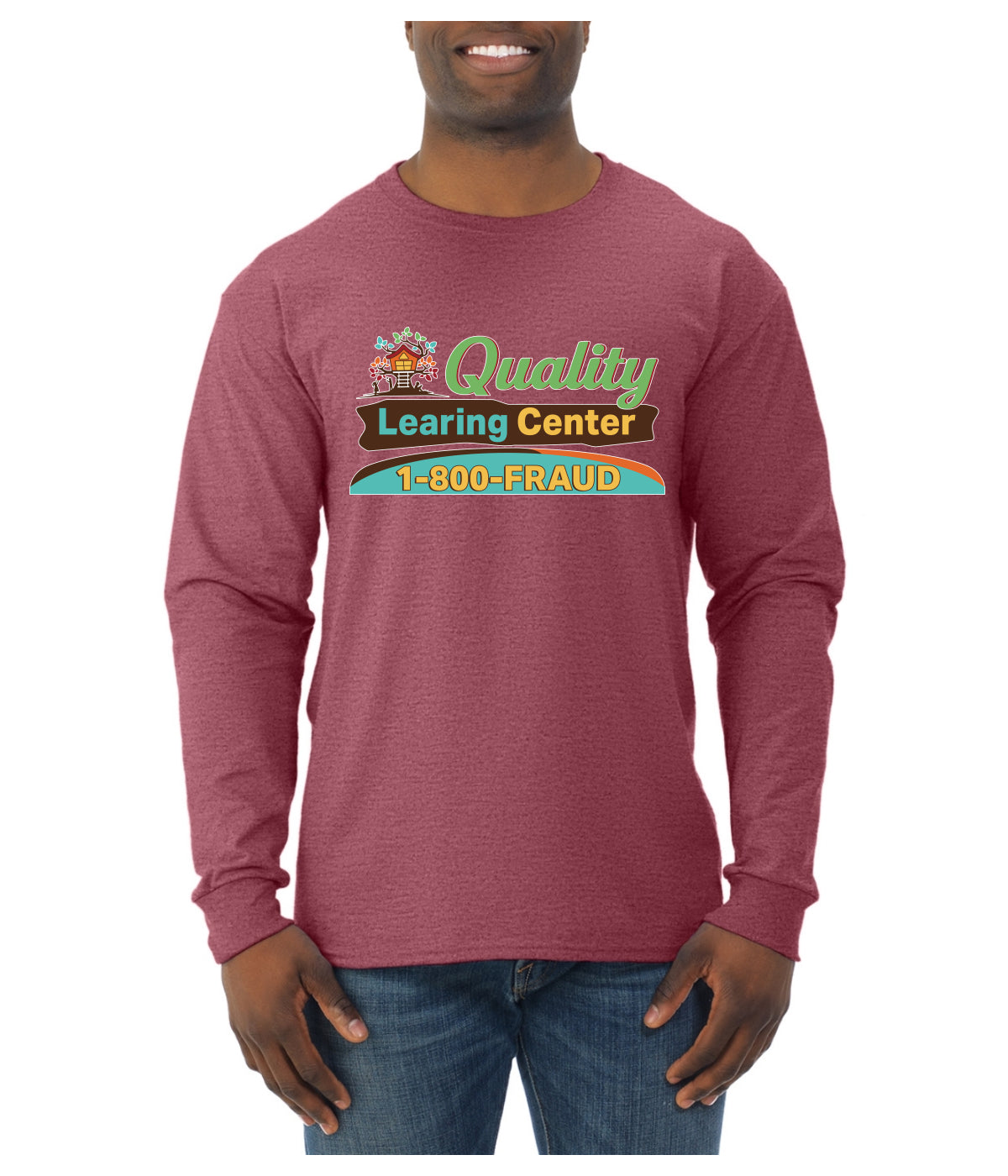 Quality Learing Center 1800-FRAUD Day Care Sweater, Unisex Mens Long Sleeve Shirt