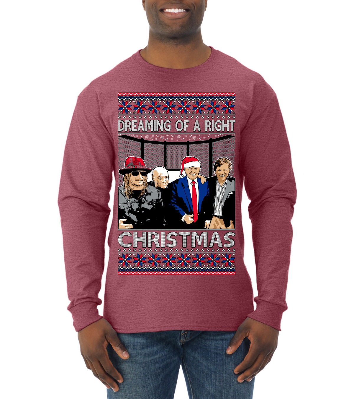Dreaming of a right christmas conservative crew  Ugly Christmas Sweater Mens Long Sleeve Shirt
