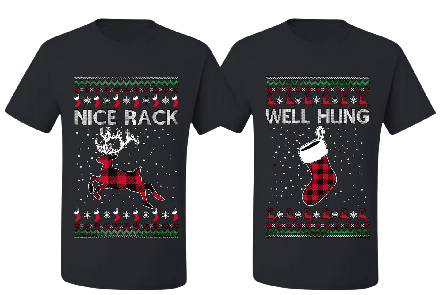Nice Rack, Well Hung Sweater Girlfriend Boyfriend Gift His and Hers Matching Ugly Christmas Couple T-Shirt