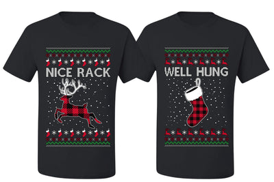 Nice Rack, Well Hung Sweater Girlfriend Boyfriend Gift His and Hers Matching Ugly Christmas Couple T-Shirt