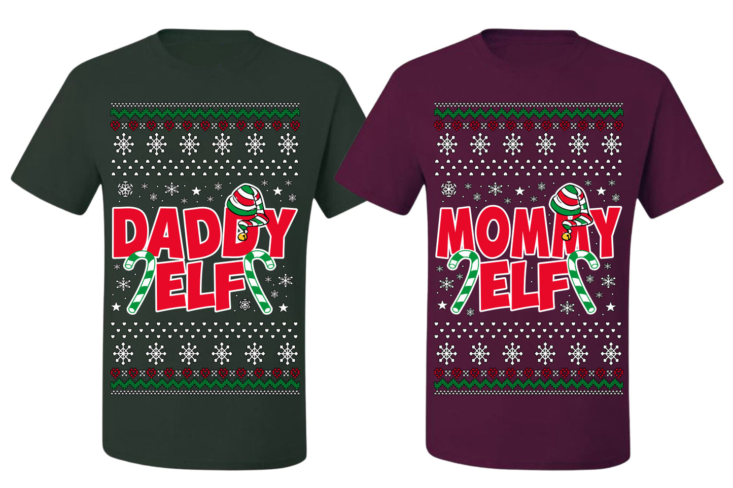 Daddy Elf Mommy Elf Matching His and Hers Couples Shirt Girlfriend Boyfriend Gift His and Hers Matching Ugly Christmas Couple T-Shirt