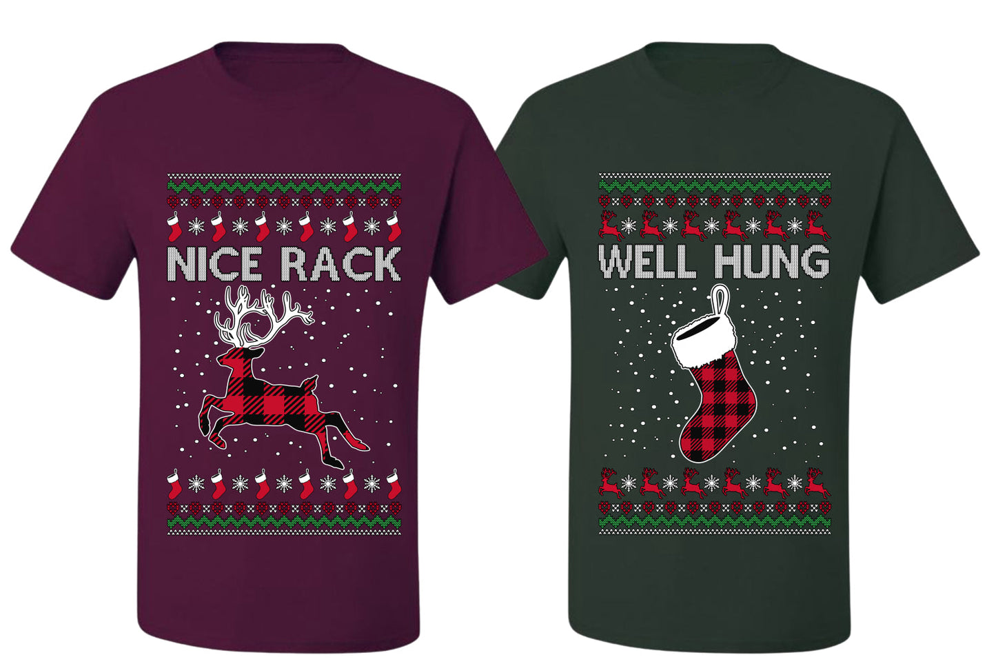 Nice Rack, Well Hung Sweater Girlfriend Boyfriend Gift His and Hers Matching Ugly Christmas Couple T-Shirt