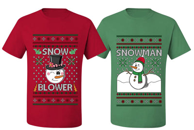 Snow Blower Snowman Sweater Girlfriend Boyfriend Gift His and Hers Matching Ugly Christmas Couple T-Shirt