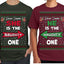 She is Naughty One, He is the Naughty One Funny Couples Shirt Girlfriend Boyfriend Gift His and Hers Matching Ugly Christmas Couple T-Shirt
