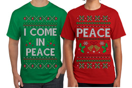I Come in Peace Funny Matching His and Hers Couples Shirt Girlfriend Boyfriend Gift His and Hers Matching Ugly Christmas Couple T-Shirt