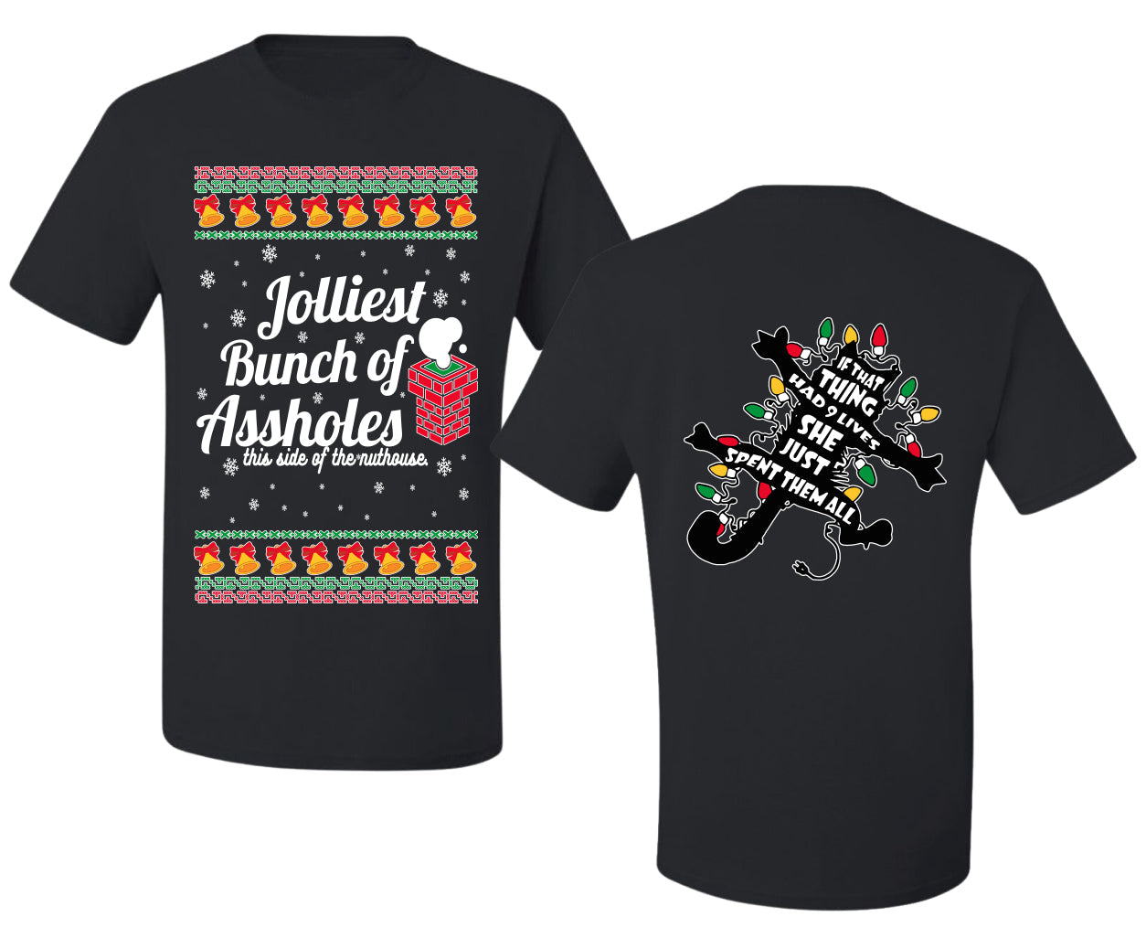 Jolliest Bunch of Assholes Xmas Movie Ugly Christmas Front and Back Sweater Men's T-Shirt