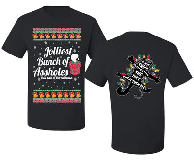 Jolliest Bunch of Assholes Xmas Movie Ugly Christmas Front and Back Sweater Men's T-Shirt