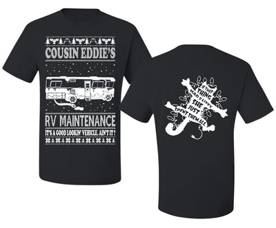 Family Vacation Cousin Eddie's RV Maintenance Ugly Christmas Front and Back Sweater Men's T-Shirt