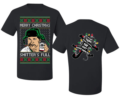 Shitter's Full Cousin Eddie Christmas Family Vacation Ugly Christmas Front and Back Sweater Men's T-Shirt