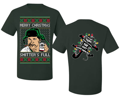 Shitter's Full Cousin Eddie Christmas Family Vacation Ugly Christmas Front and Back Sweater Men's T-Shirt