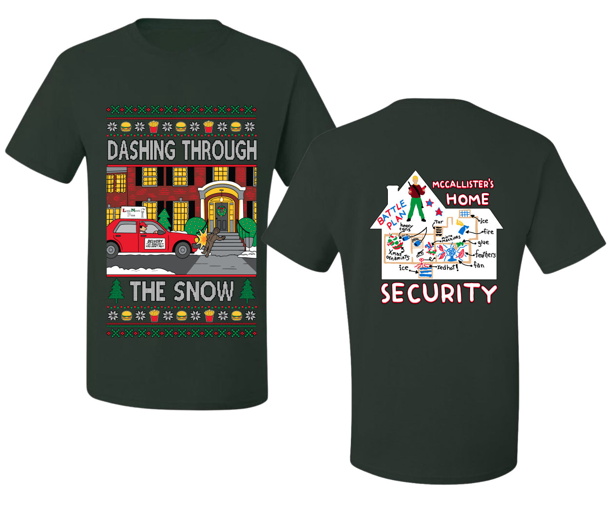 Dashing Through The Snow Classic 90s Holiday Movie Front and Back Unisex Ugly Christmas Sweater Men's T-Shirt