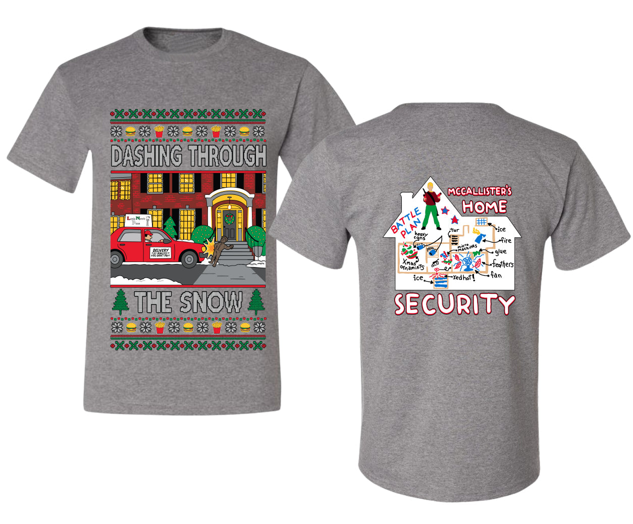 Dashing Through The Snow Classic 90s Holiday Movie Front and Back Unisex Ugly Christmas Sweater Men's T-Shirt