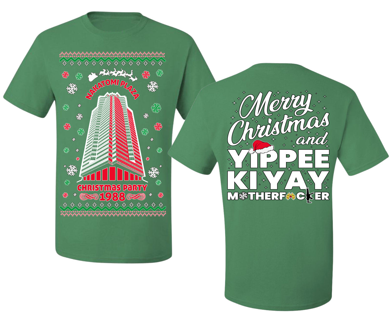 Nakatomi Plaza Christmas Party 1988 Ugly Christmas Front and Back Sweater Men's T-Shirt