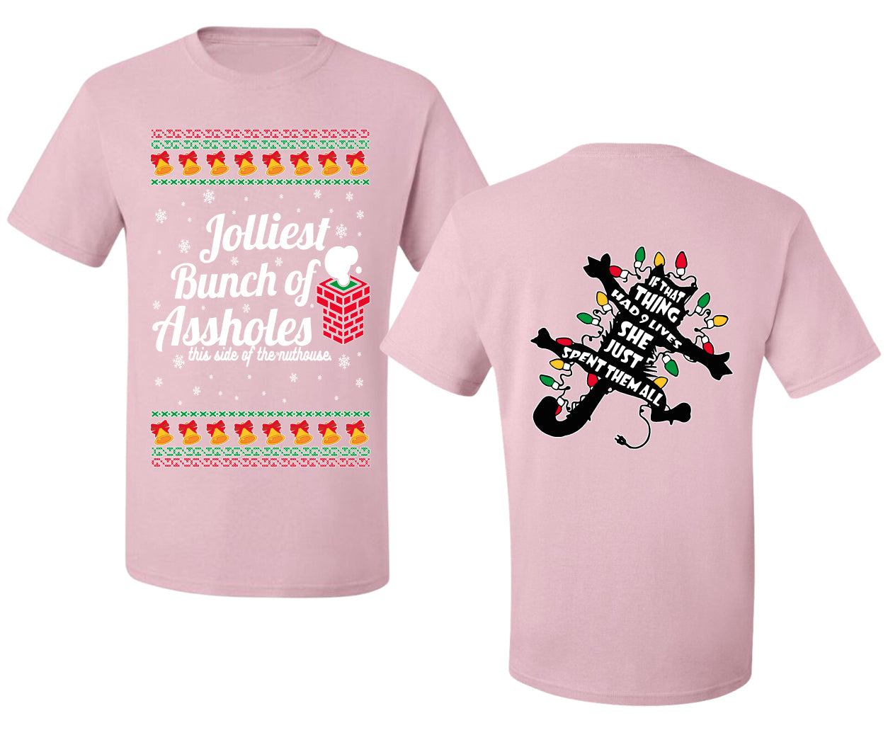 Jolliest Bunch of Assholes Xmas Movie Ugly Christmas Front and Back Sweater Men's T-Shirt