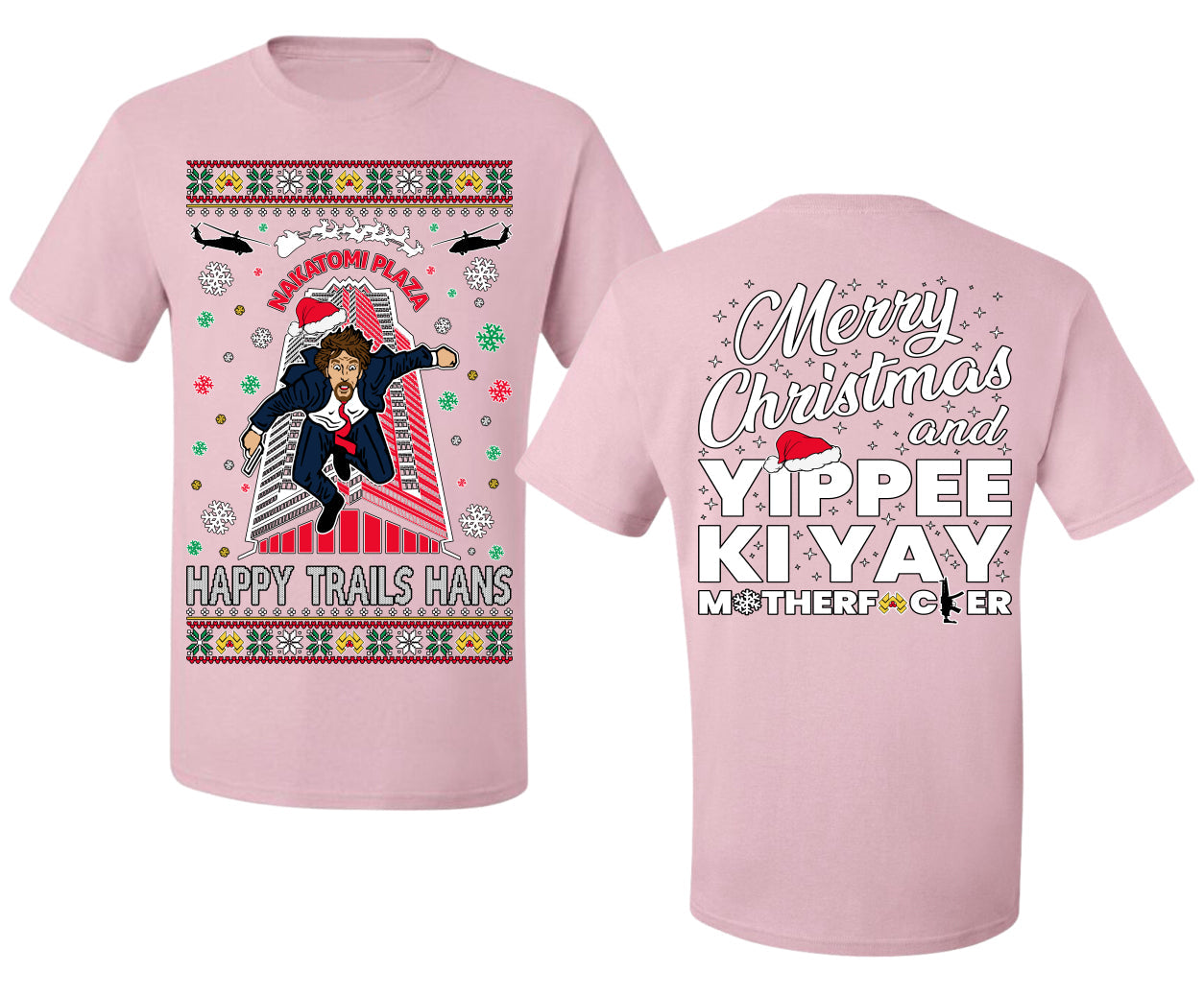 Nakatomi Plaza Happy Trails Hans Ugly Christmas Front and Back Sweater Men's T-Shirt