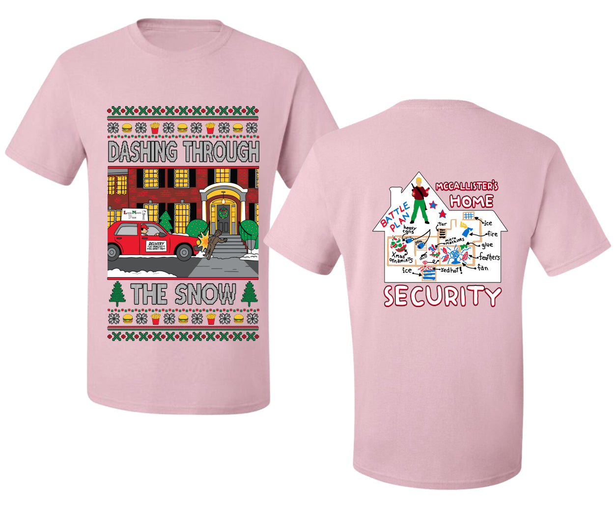 Dashing Through The Snow Classic 90s Holiday Movie Front and Back Unisex Ugly Christmas Sweater Men's T-Shirt