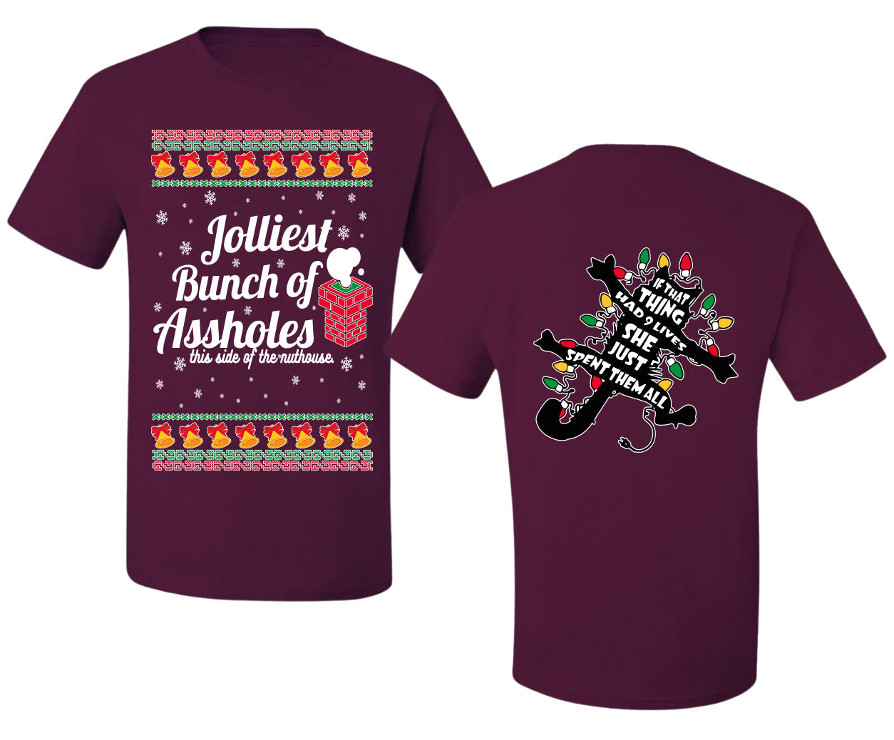 Jolliest Bunch of Assholes Xmas Movie Ugly Christmas Front and Back Sweater Men's T-Shirt