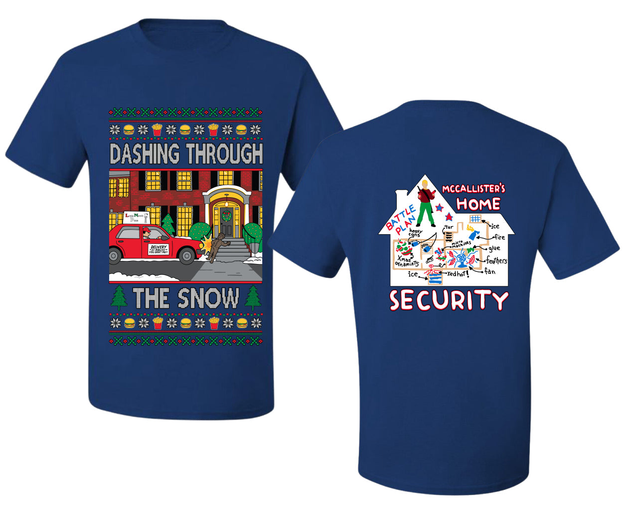 Dashing Through The Snow Classic 90s Holiday Movie Front and Back Unisex Ugly Christmas Sweater Men's T-Shirt