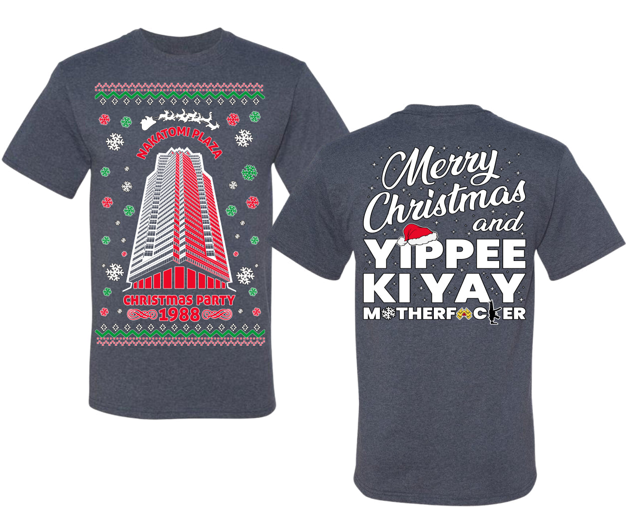 Nakatomi Plaza Christmas Party 1988 Ugly Christmas Front and Back Sweater Men's T-Shirt