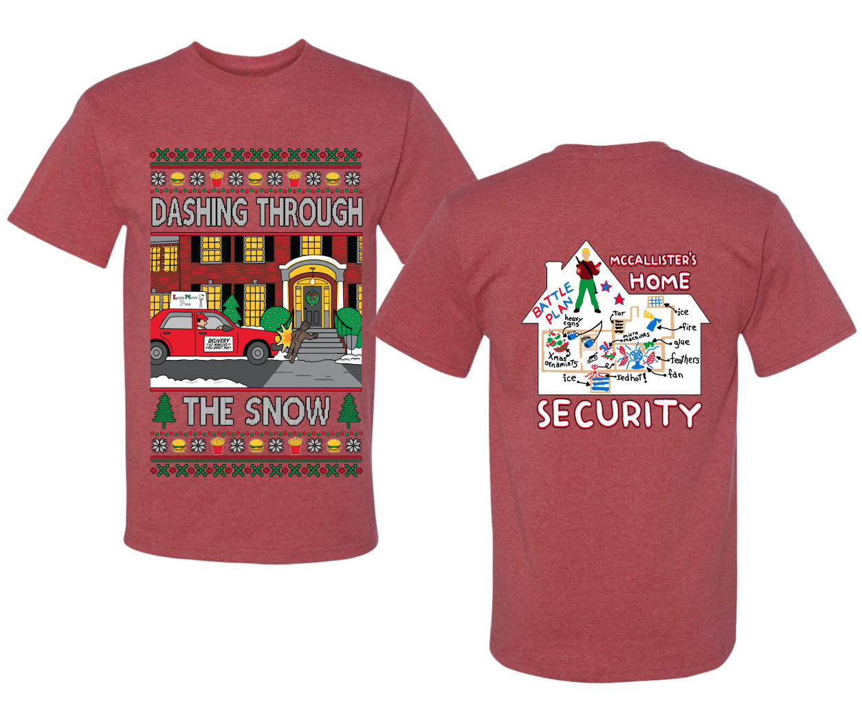 Dashing Through The Snow Classic 90s Holiday Movie Front and Back Unisex Ugly Christmas Sweater Men's T-Shirt