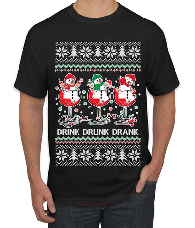 Holiday Spirits Drink Drank Drunk Snowmen Ugly Christmas Sweater Men's T-Shirt