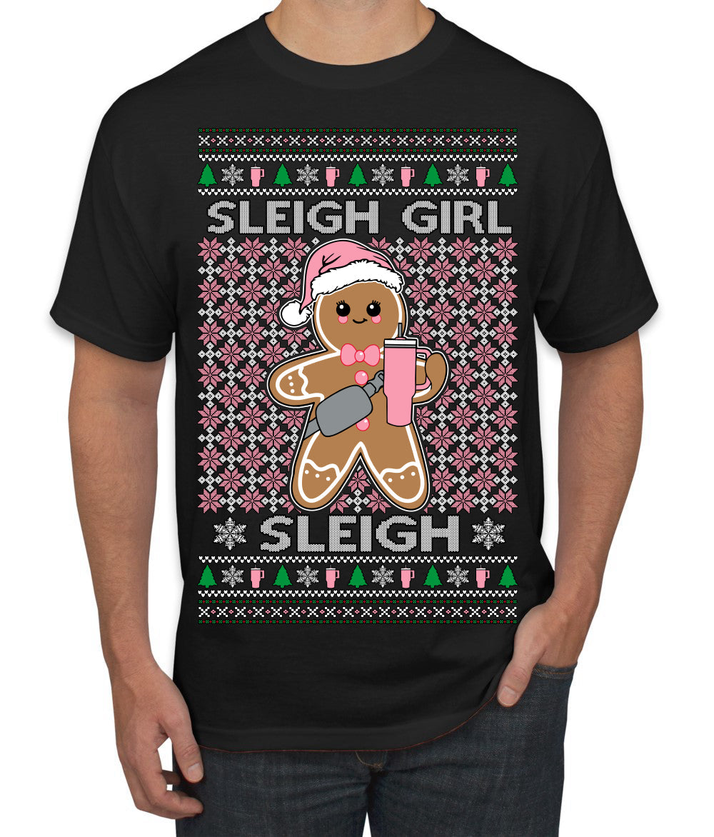 Sleigh Girl Sleigh Funny Trendy Pop Girly Sling Bag Coffee Cup Unisex Ugly Christmas Sweater Men's T-Shirt