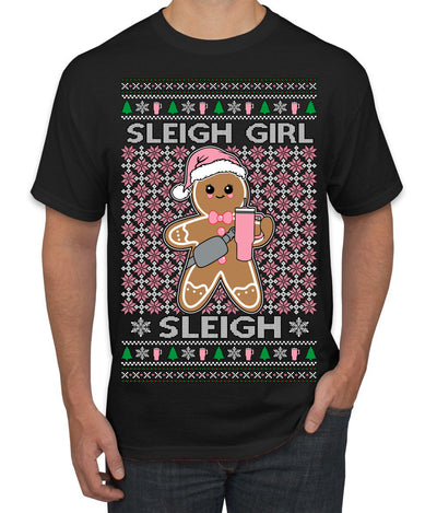 Sleigh Girl Sleigh Funny Trendy Pop Girly Sling Bag Coffee Cup Unisex Ugly Christmas Sweater Men's T-Shirt