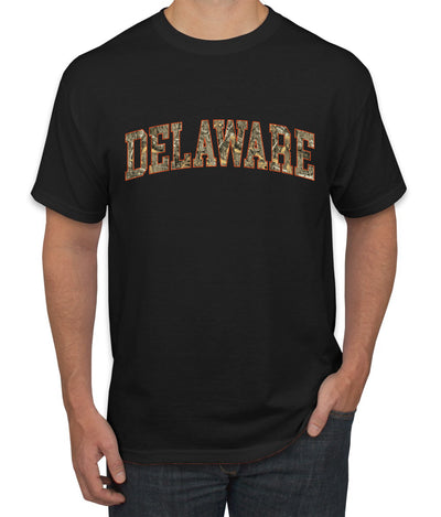 Delaware  Camo Fill Orange Outline Sweater, Unisex Men's T-Shirt