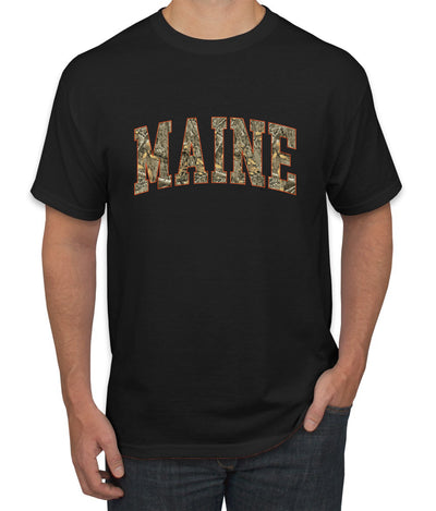 Maine  Camo Fill Orange Outline Sweater, Unisex Men's T-Shirt