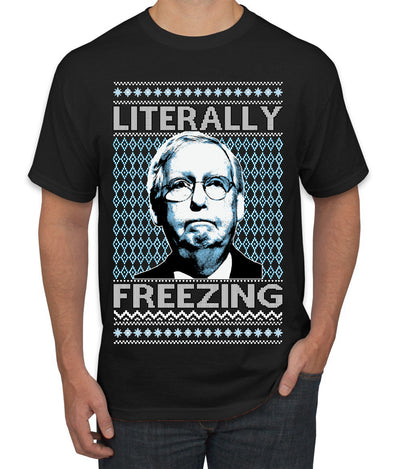Literally Freezing McConnell Senator  Ugly Christmas Sweater Men's T-Shirt