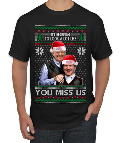 Beginning To Look Like You Miss Us Trump Carlson 24 Ugly Christmas Sweater Men's T-Shirt