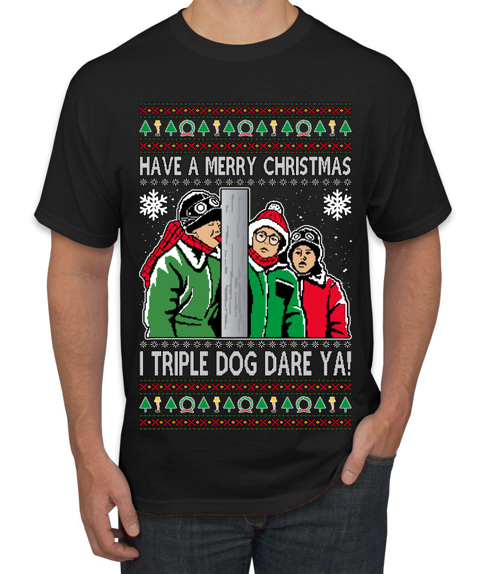 I Triple Dog Dare Ya Merry Story Ugly Christmas Sweater Men's T-Shirt