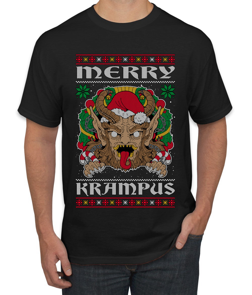 Merry Krampus Santa Folklore Figure Horror Ugly Christmas Sweater Men's T-Shirt